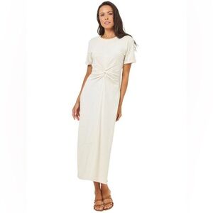 NEW Topshop Front Twist Cream Midi Dress Size 4
